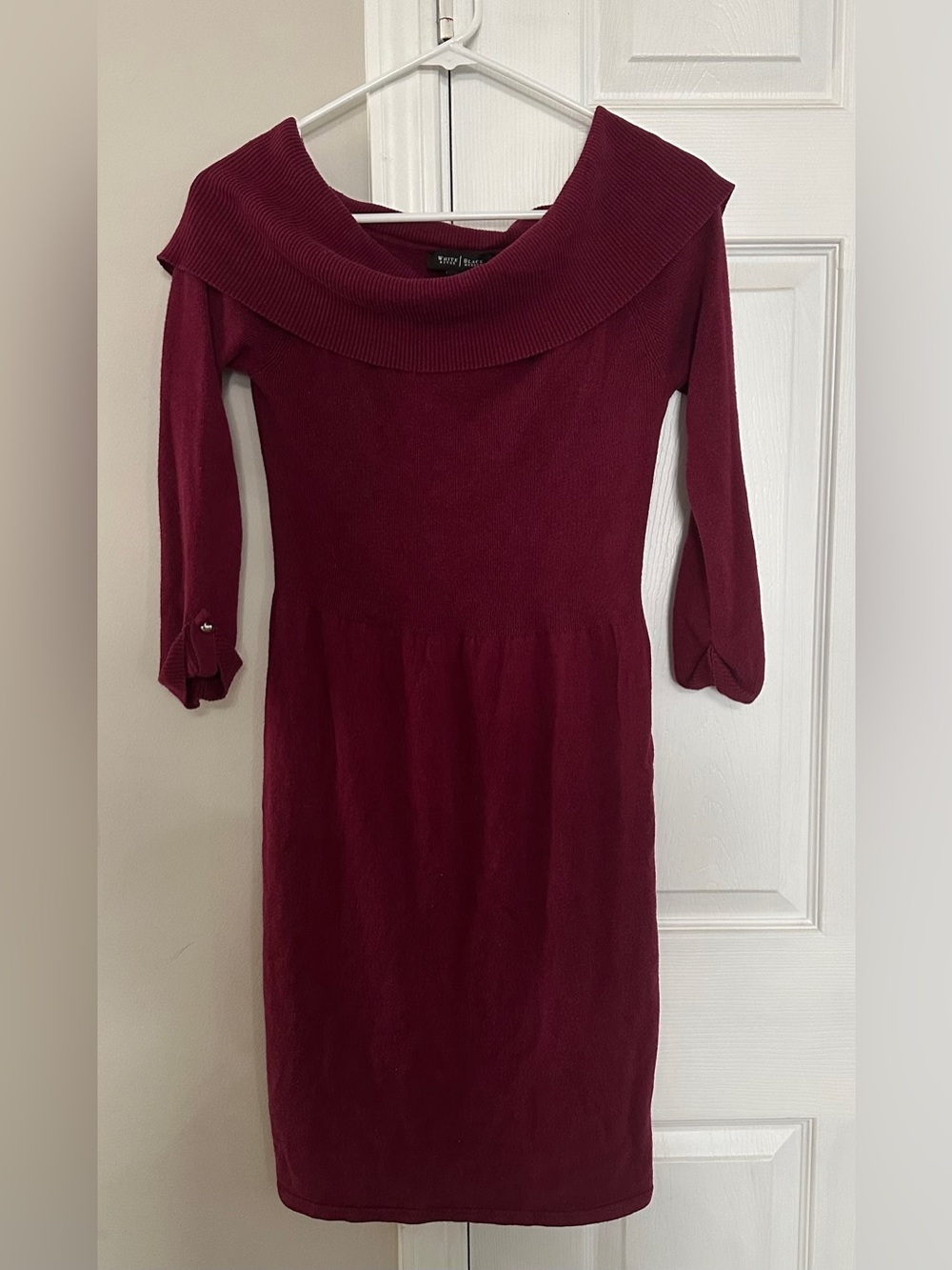 White House Black Market Burgundy Off-Shoulder Knit Dress